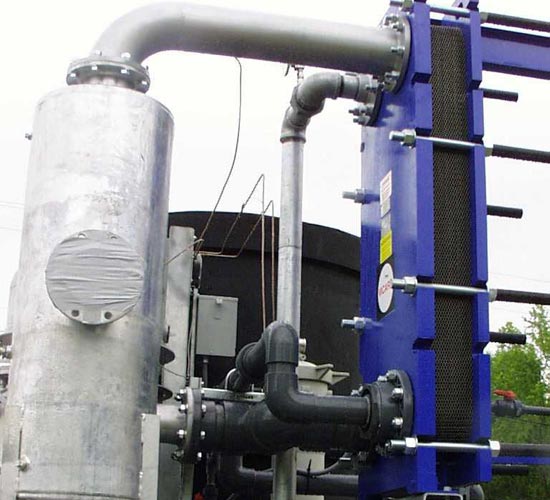 Trailer mounted system with air water separators and heat exchanger