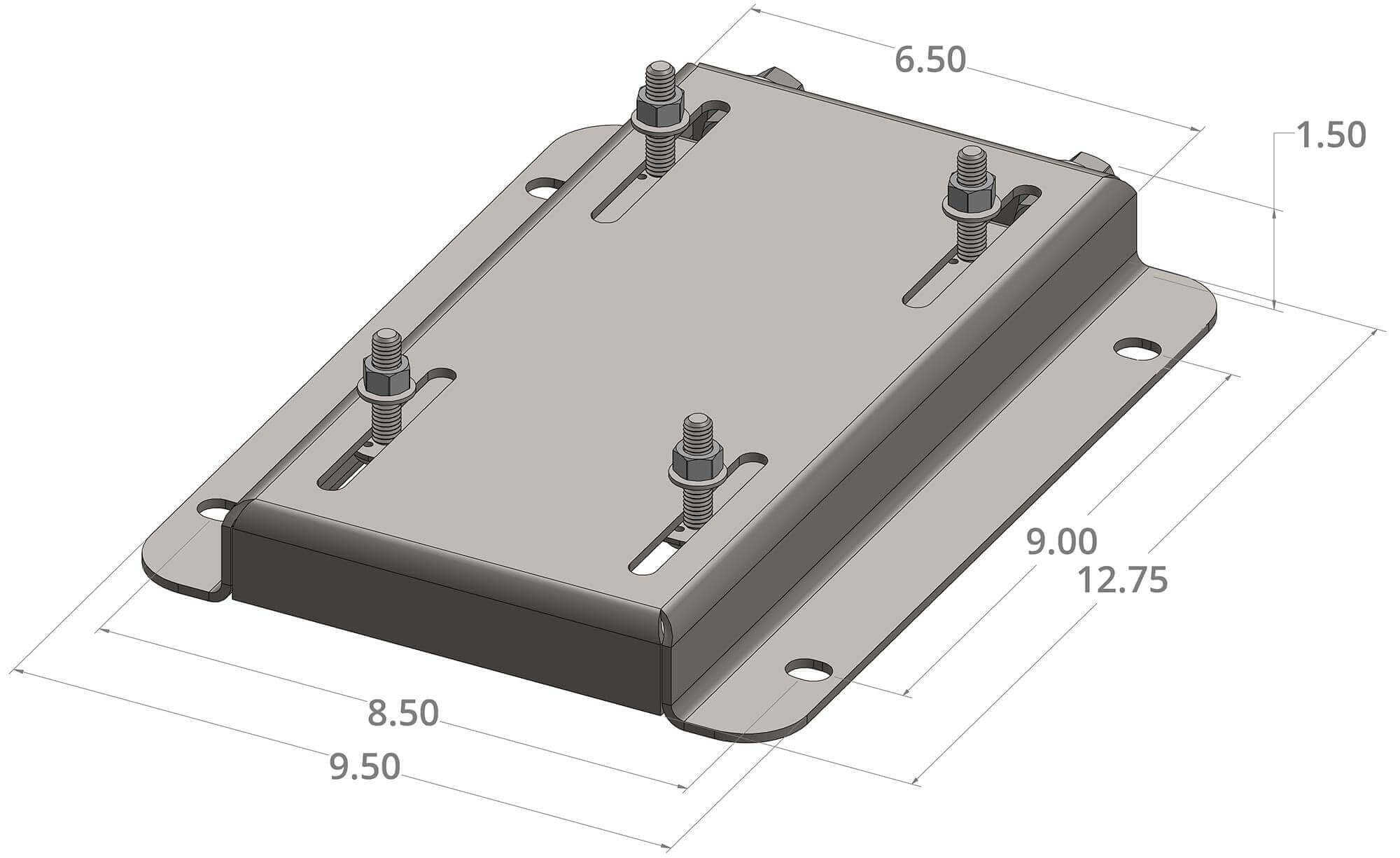 pdblowers 182T motor slide base, dimensions