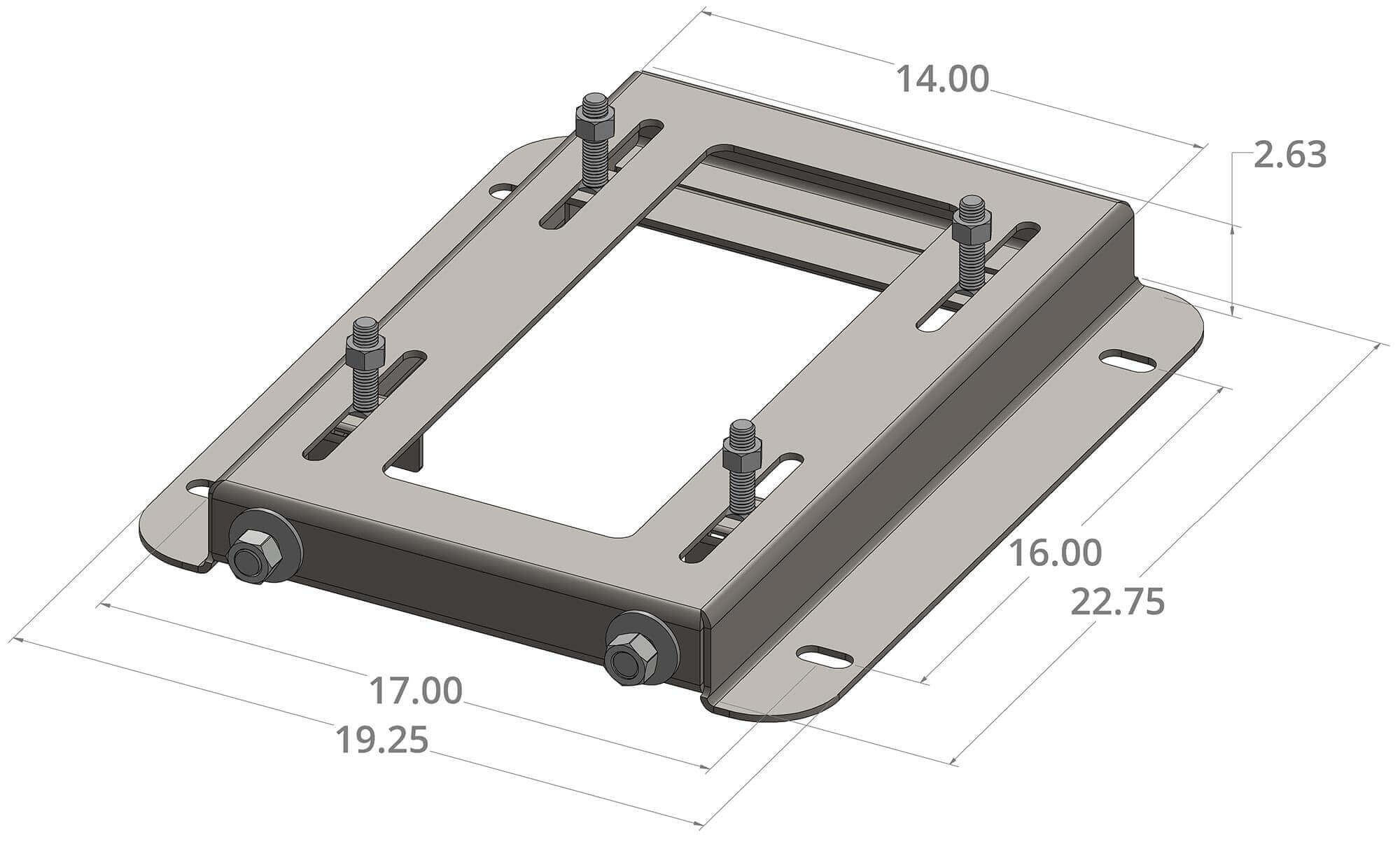 pdblowers 324T motor slide base, dimensions