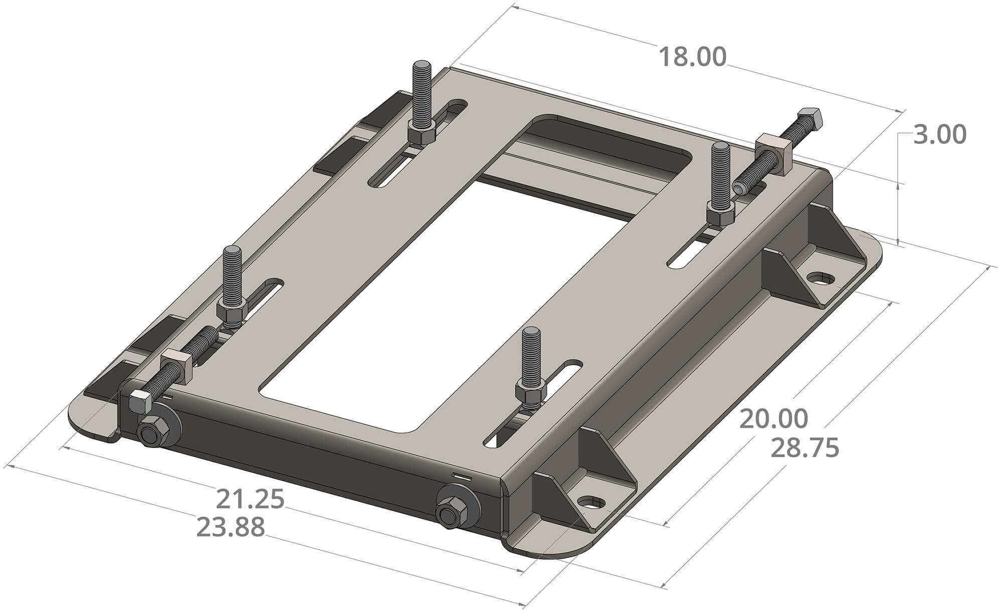 pdblowers 405T motor slide base, dimensions
