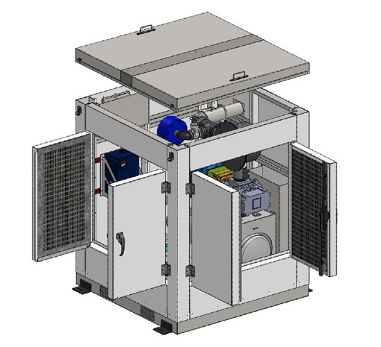 Vacuum package in heavy duty acoustical enclosure