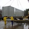 Standard shipping container modified to house dry type transformer system