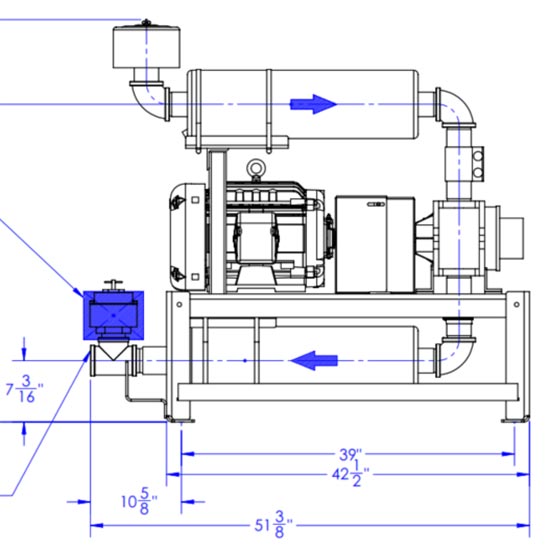 drawing of a direct drive blower package