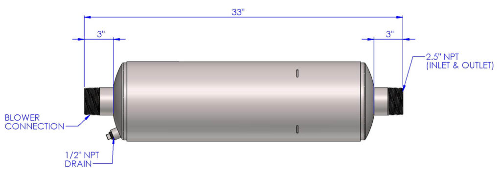 2.5" Blower Silencer dimensions