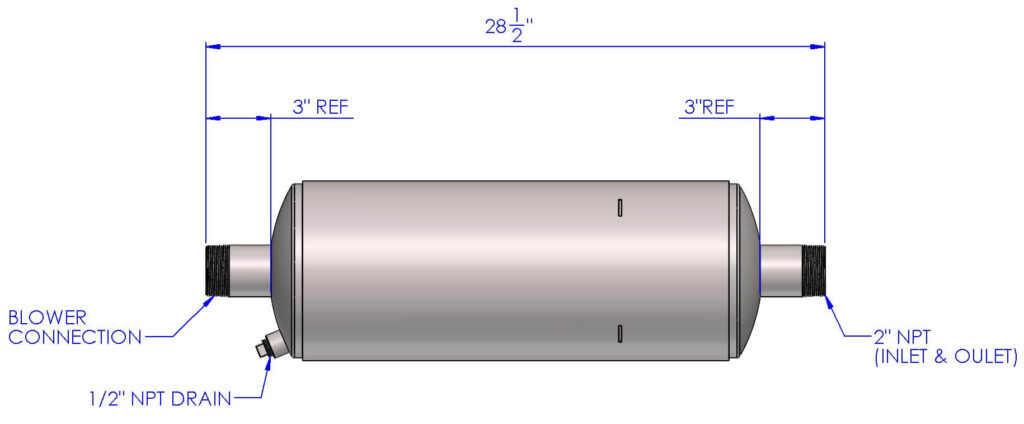 2" Blower Silencer dimensions