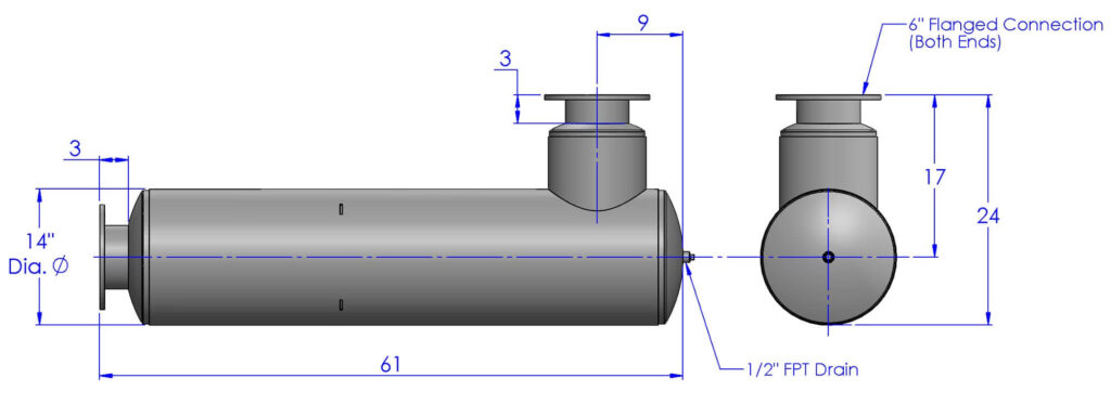 6" Blower Silencer dimensions